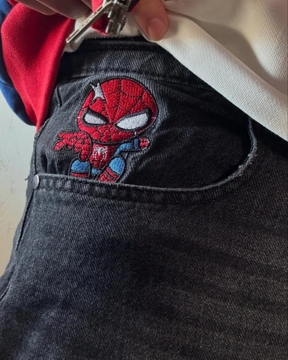 Spiderman Embroidery Jeans