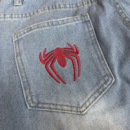 Spiderman Embroidery Jeans